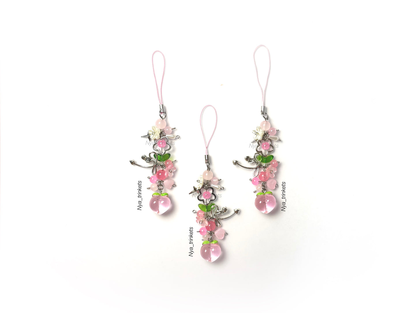 Blush blossom peach phone charm - 1 pc