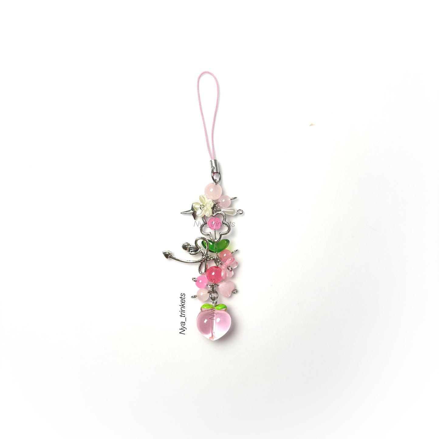 Blush blossom peach phone charm - 1 pc